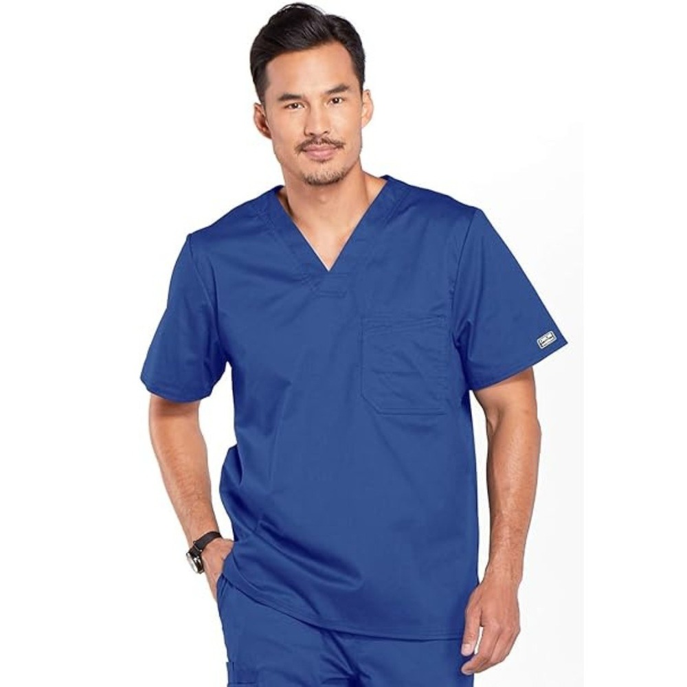 Cherokee Men's Navy Blue Medical Core Stretch V Neck Scrub Top Size Medium